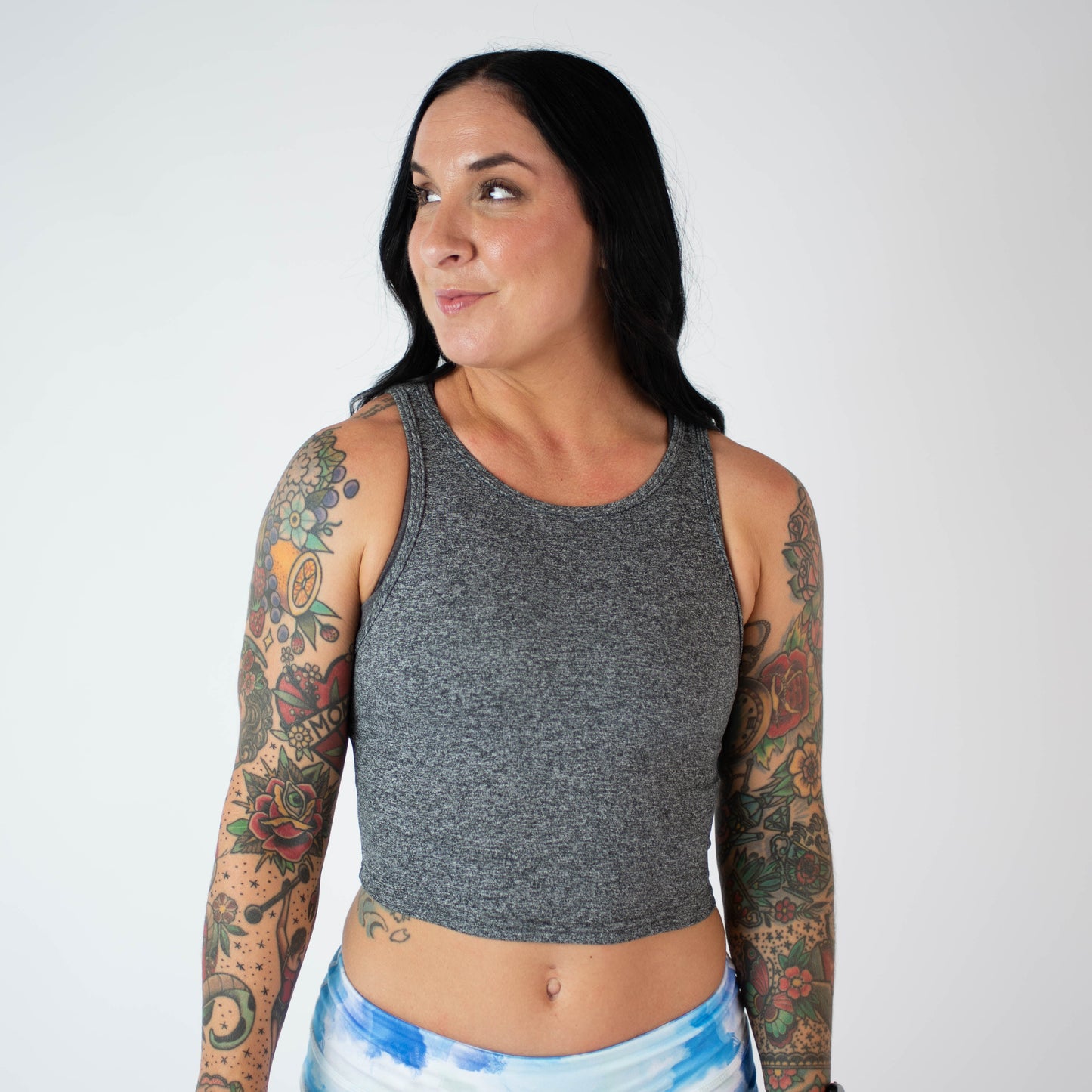 FLEO Tempo Crop Tank - Heather Grey