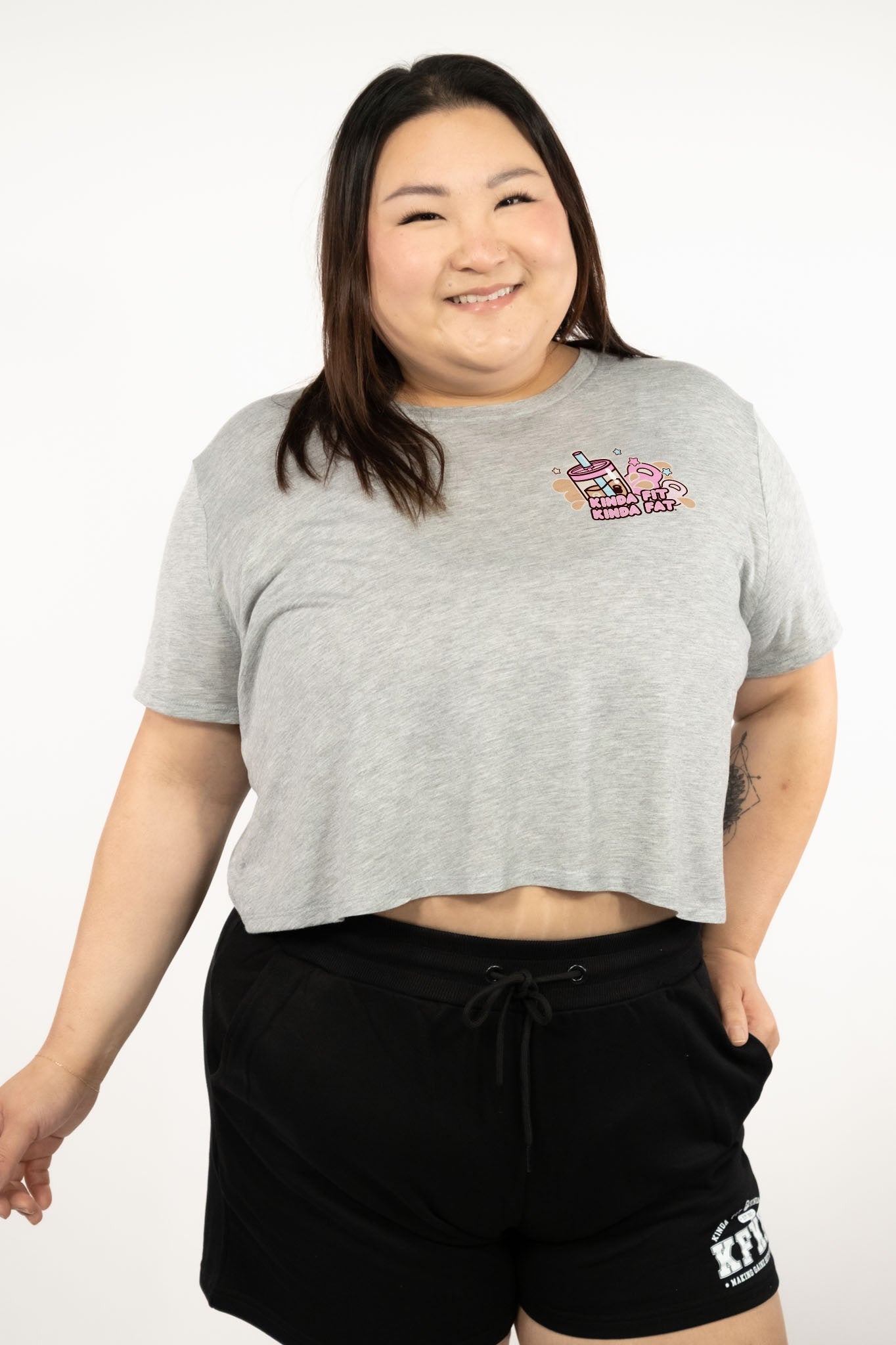 Kinda Fit Kinda Fat Boba Bulk Tea Cropped Tee